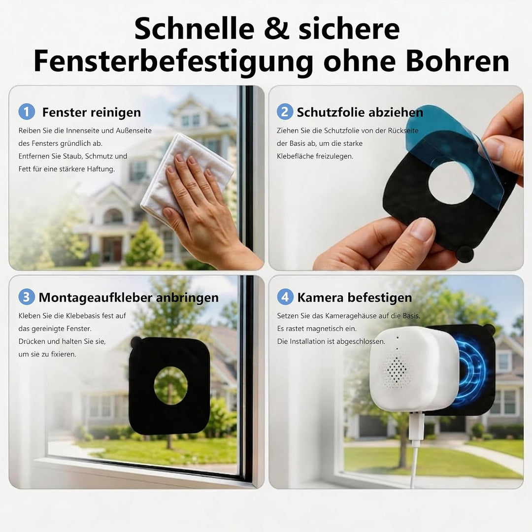 (2 Pack) 2K 3MP Überwachungskamera Innen für Fenster, Fensterkamera mit Farb-Nachtsicht, 5 GHz &amp; 2,4