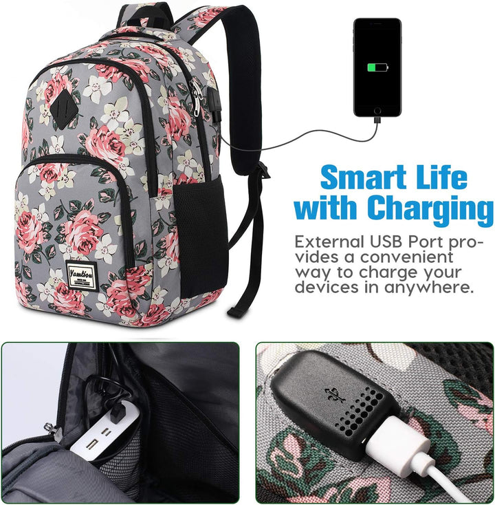 YAMTION Schulranzen Mädchen,Tagesrucksack Frauen Schultasche Damen Rucksack mit Laptopfach für Schul