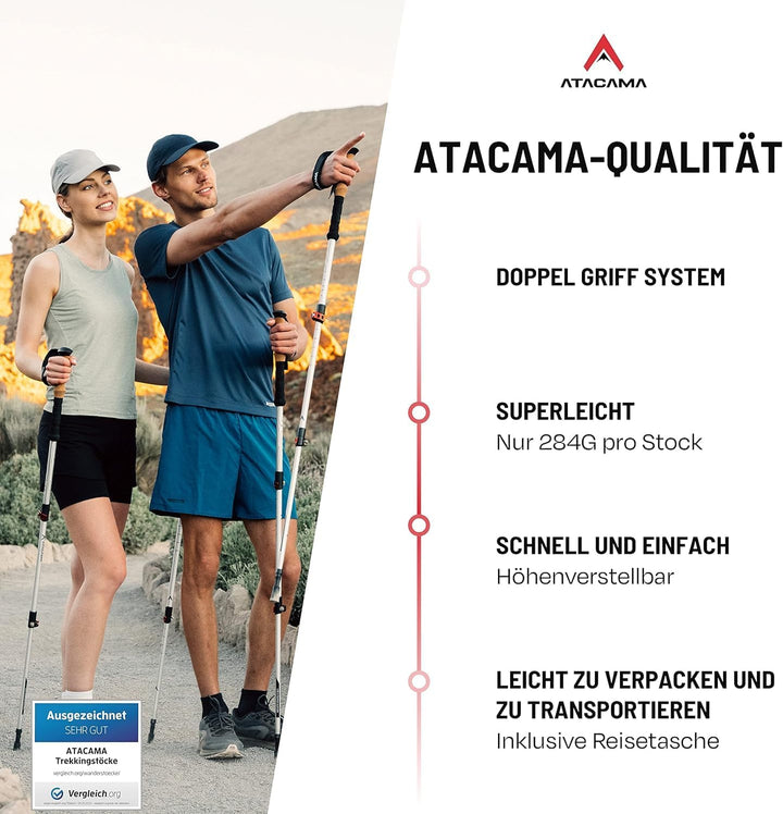 ATACAMA Nordic Walking Stöcke Damen und Herren Wanderstöcke Faltbar &amp; Wanderstöcke Teleskop aus Carb