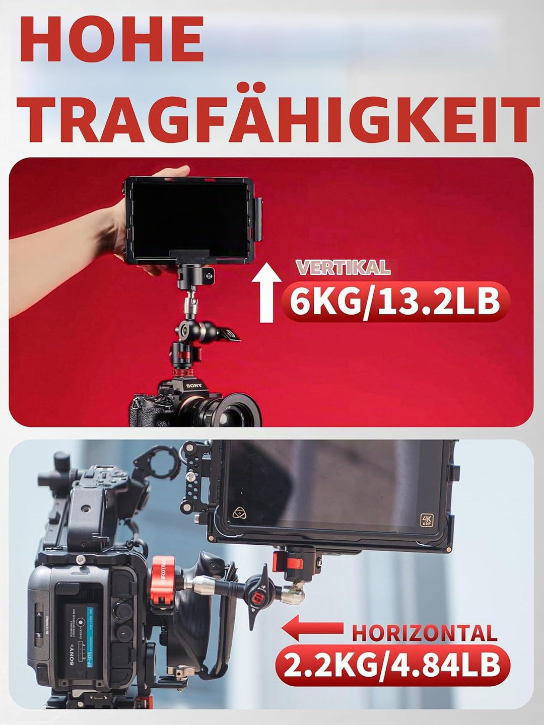 IFOOTAGE Magic Arm Clamp MA3-4, 7 Zoll, Einstellbare Reibungskraft, beweglicher Magic Arm mit 1/4" u