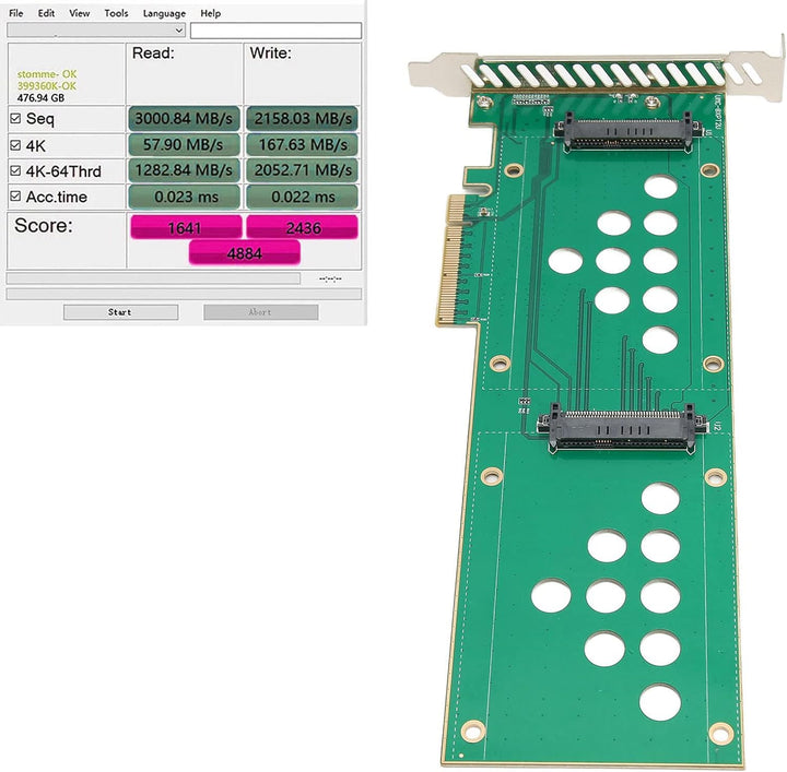 U.2 PCIe NVMe Adapter, U.2 PCIe SSD Riser Card, U.2 zu PCIe 3.0 4.0 X8 X16 SSD Adapterkarte 40Gbps D