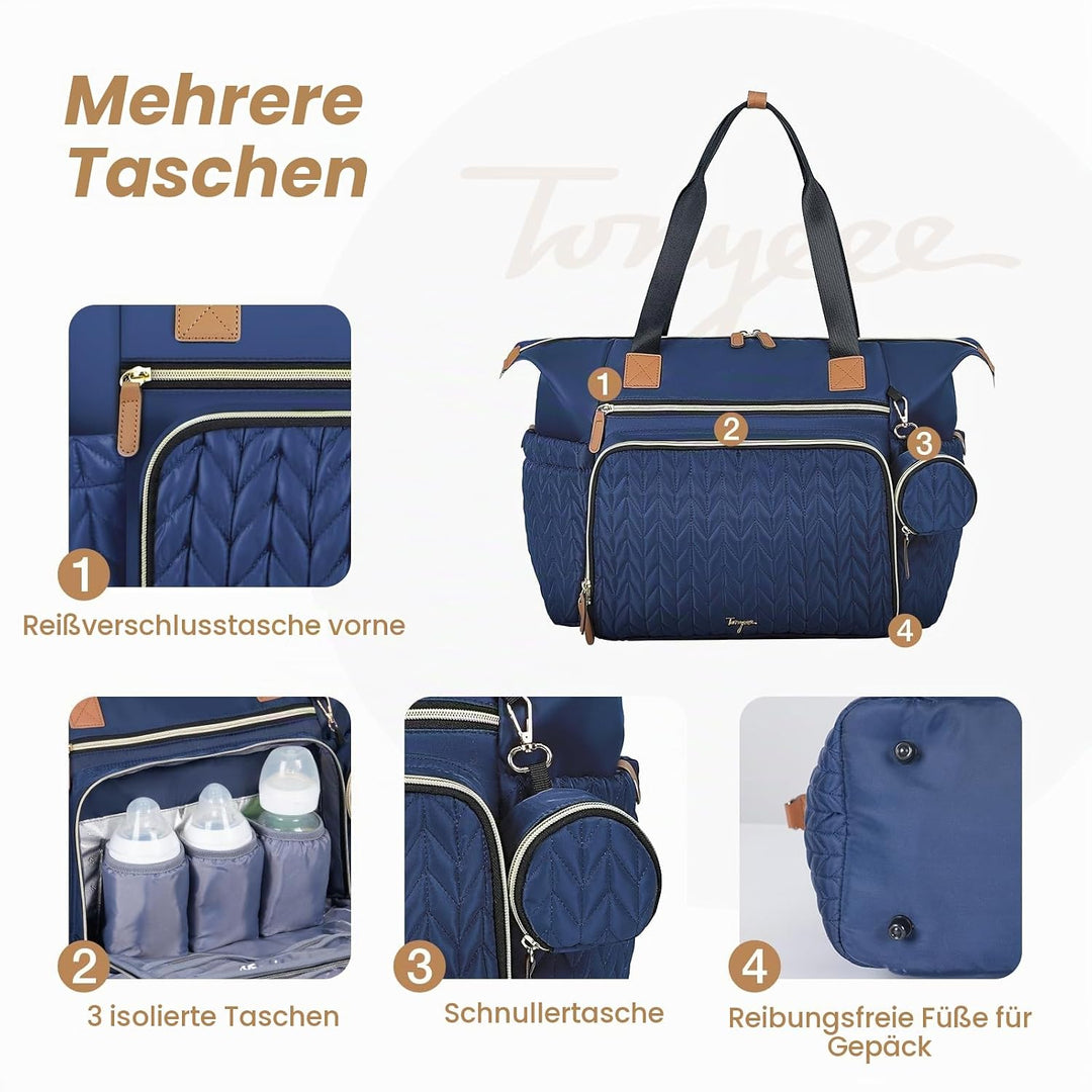 Wickeltasche mit Schnullertasche und Wickelunterlage, Wickelrucksack Multifunktions-Babytasche für G