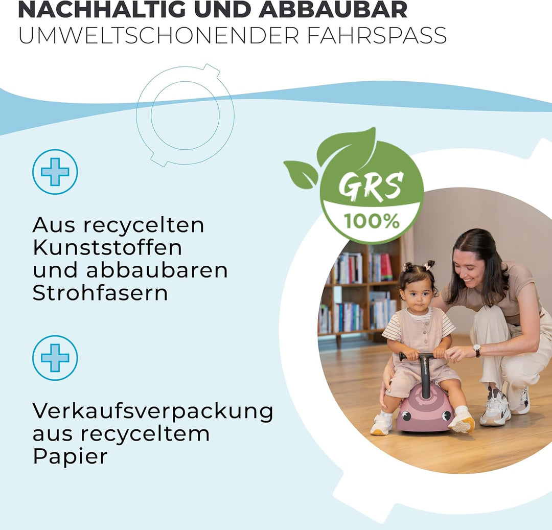 GLOBBER Walk N' ROLL 2in1 ECO – Lauflernwagen & Rutschauto, Eva-Rollen, nachhaltiger Kunststoff mit