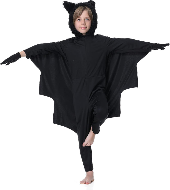 Fledermaus Kostüm Kinder Mädchen Junge Faschingskostüme Karneval Kostüm Schwarz 86-92, Schwarz 86-92
