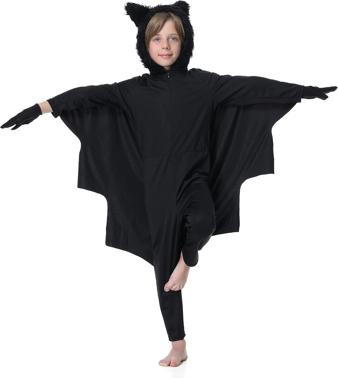 Fledermaus Kostüm Kinder Mädchen Junge Faschingskostüme Karneval Kostüm Schwarz 104-110, Schwarz 104