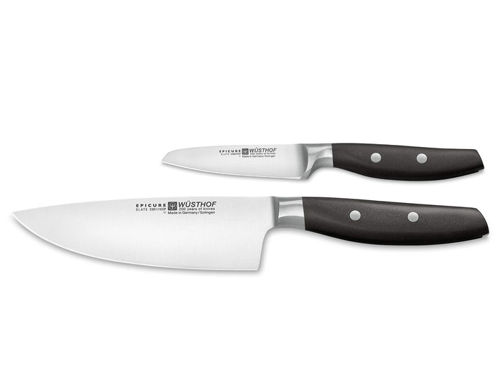 WÜSTHOF Epicure Slate Messersatz mit 2 Messern Kochmesser + Gemüsemesser 16 cm und 9 cm, 16 cm und 9