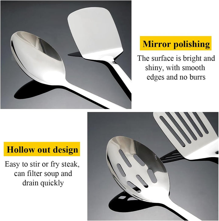 HOMQUEN Edelstahl Küchenutensilien Set 4pcs, Kochutensilien Set, Küchenwerkzeuge Spatel Set, Kochlöf