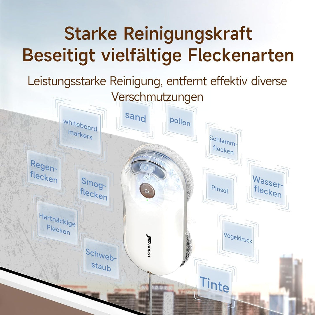 T30 Fensterputzroboter,5500 Pa Saugkraft,Sprühfunktion beidseitig, Geräuscharm,6,05 cm Ultradünn, Au