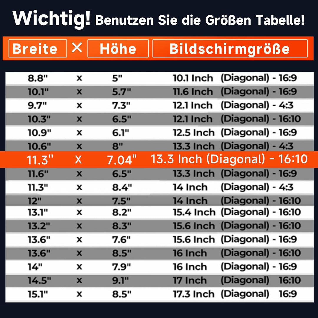Magnetischer Laptop Blickschutzfolie 13.3 Zoll Seitenverhältnis 16:10, Anti Spy Blaulicht Blendfrei