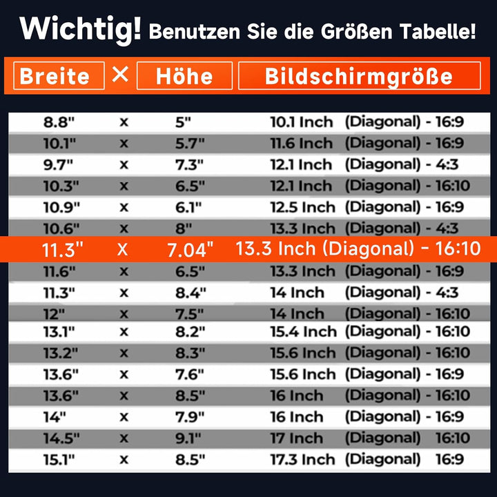 Magnetischer Laptop Blickschutzfolie 13.3 Zoll Seitenverhältnis 16:10, Anti Spy Blaulicht Blendfrei