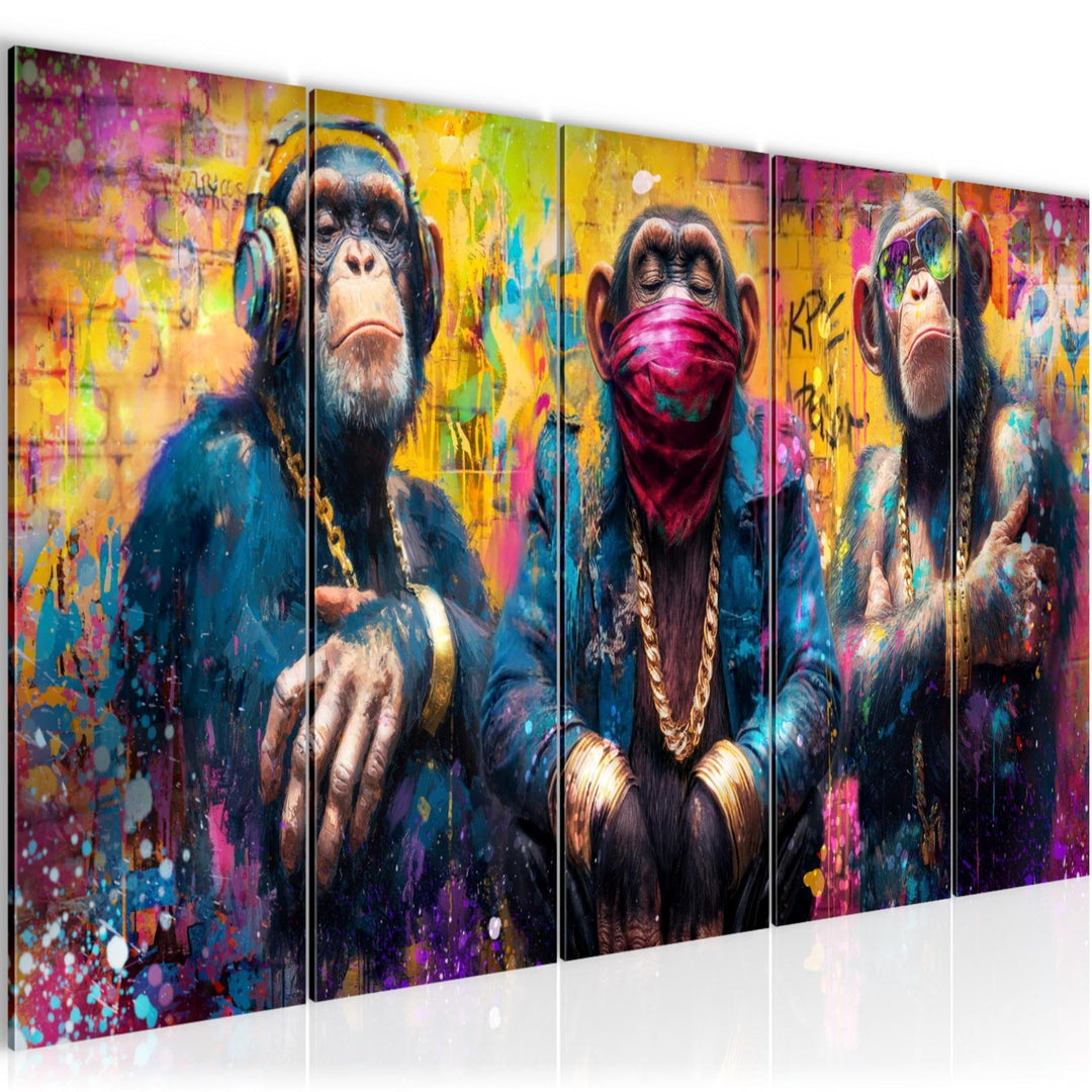 Runa Art Bild Street Art Wandbilder auf Vlies Leinwand 5 Teilig Wanddekoration Wohnzimmer Schlafzimm
