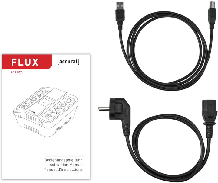 Accurat UPS Unterbrechungsfrei Stromversorgung Flux850-850VA/510W, AVR, LCD, AC, 2 Schuko-Steckdose,