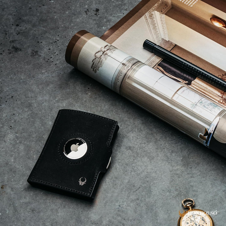 DONBOLSO Wallet Air | Slim Wallet mit Apple AirTag Fach | Hochwertiges Kreditkartenetui aus Echtlede