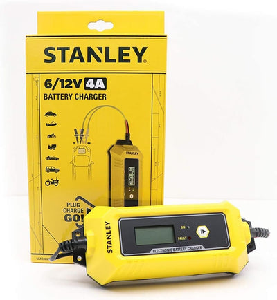 STANLEY 201870 Akkuladegerät Batterieladegerät Auto-Motorad 6/12V – 4A Automatisch Laden & Wartung 4