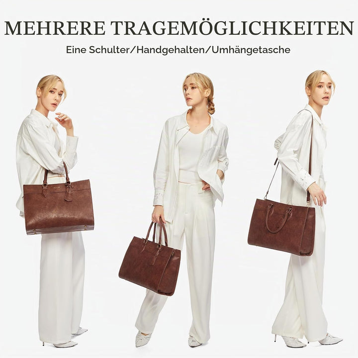 LOVEVOOK Laptoptasche Damen 15,6 Zoll, Gross Arbeitstasche Handtasche Schultertasche Wasserdicht PU