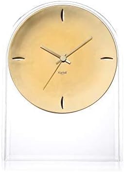 Kartell Air du Temps Tischuhr, Plastik, Kristallklar/gold, 21.5 x 8 x 30 cm, Kristallklar/Gold