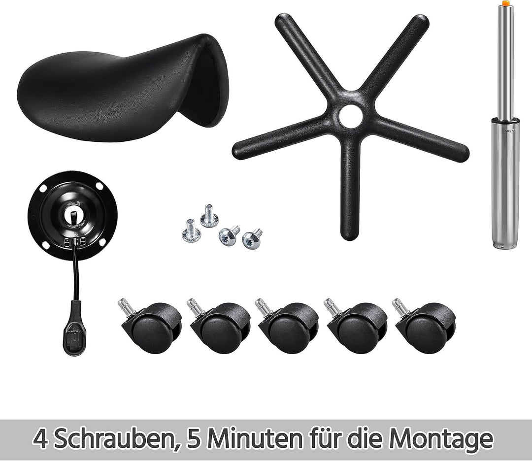Yaheetech Sattelhocker Rollhocker Drehhocker Praxishocker Arbeitshocker Bürohocker Hocker mit höhenv