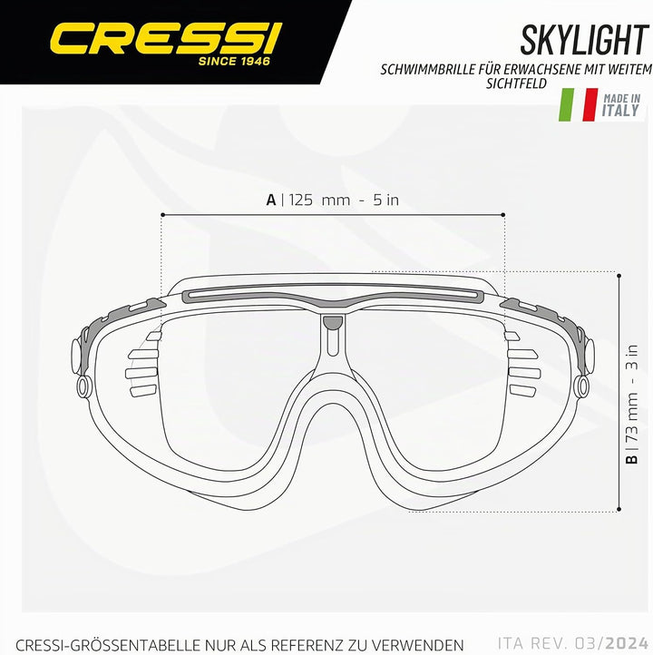 Cressi Unisex Skylight Swim Goggles Premium Schwimmbrille 100% UV Schutz, Hochwertige Materialien (1