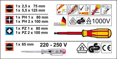 Connex COX336207 Elektriker-Schraubendreher-Satz VDE, 2-Komponenten-Griffe, 7-teilig