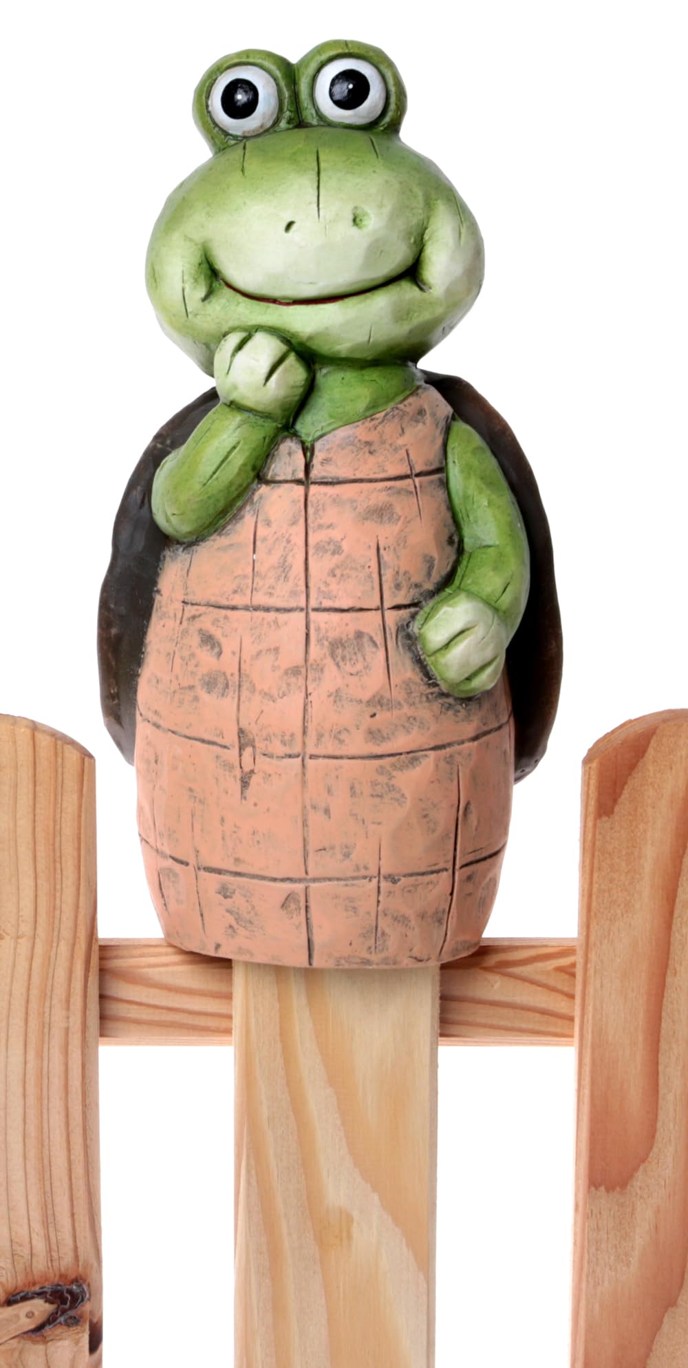Zaunhocker Schildkröte H: 22 cm aus Terrakotta - Zaun Deko Garten, Tierfigur Pfostenhocker, Zaunfigu