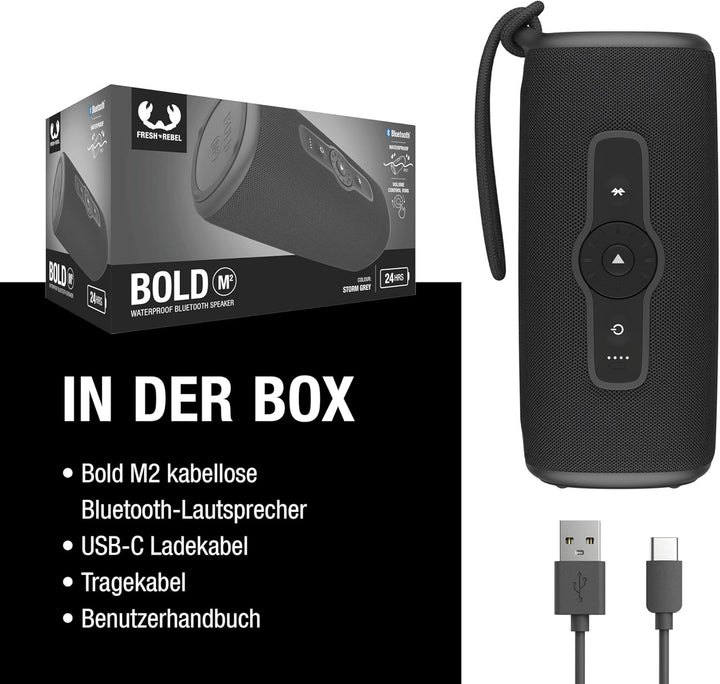 Fresh 'n Rebel Bold M2, Bluetooth Lautsprecher mit 24 Uhr spielzeit, Wasserdichter (IP67) Tragbarer