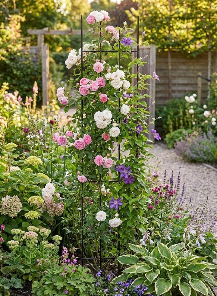 Kapaga - Rankgitter - Rankhilfe Garten - Staudenhalter - Blumenhalter SET 3x (Schwarz) 150 cm x 3, S