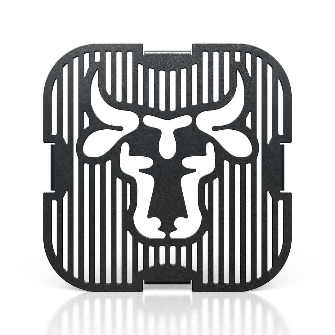 tuning-art GE03-15 Grilleinsatz | Quad | Bullenmotiv | Stahl | Grillrost für Grillplatte Plancha Grö