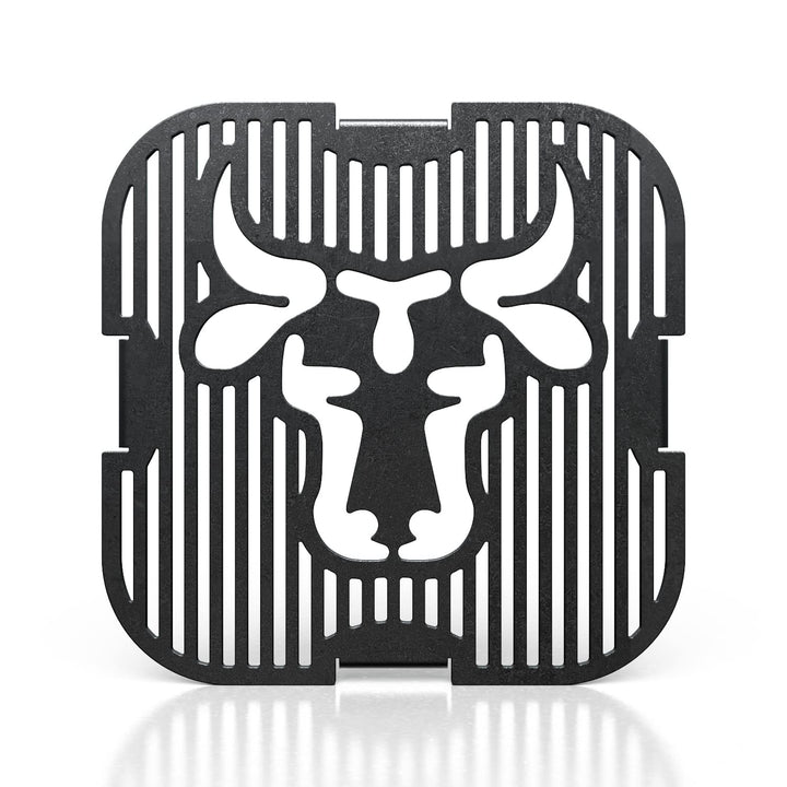 tuning-art GE03-15 Grilleinsatz | Quad | Bullenmotiv | Stahl | Grillrost für Grillplatte Plancha Grö