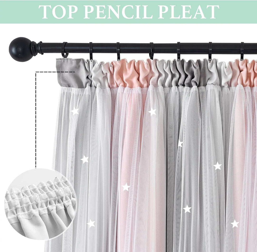 NICETOWN Kinderzimmer Vorhang Mädchen Gardinen mit Kräuselband 2er Set H 240 x B 132 cm Kindervorhän