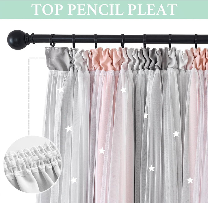 NICETOWN Kinderzimmer Vorhang Mädchen Gardinen mit Kräuselband 2er Set H 240 x B 132 cm Kindervorhän