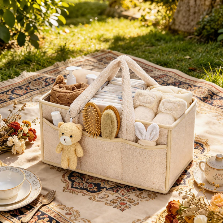 Baby-Windel-Caddy Organizer für Wickeltisch, Baby-Aufbewahrungskorb für Windeln und Feuchttücher, Ge