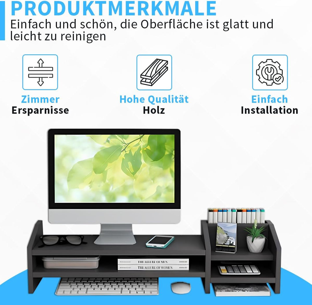 Fleau Home Monitorerhöhung – Laptopständer – Laptoperhöhung – Schreibtisch-Organizer – Bildschirmerh