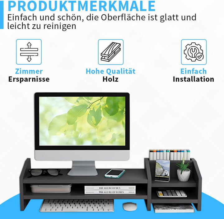 Fleau Home Monitorerhöhung – Laptopständer – Laptoperhöhung – Schreibtisch-Organizer – Bildschirmerh
