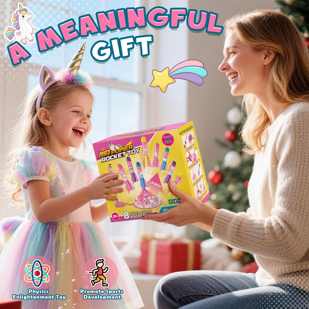 Anginne Raketen Spielzeug, Einhorn Geschenk Mädchen Outdoor Spielzeug ab 3 4 5 6 7 8 Jahre Outdoor S