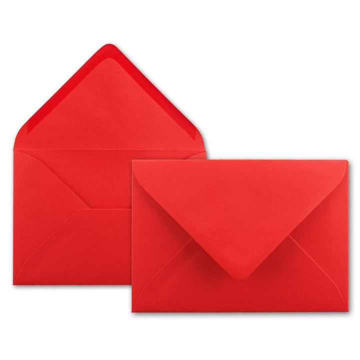 1000x Brief-Umschläge leuchtendes Rot - 80 g/m² - Kuverts in DIN B6 Format 12,5 x 17,6 cm - Nasskleb