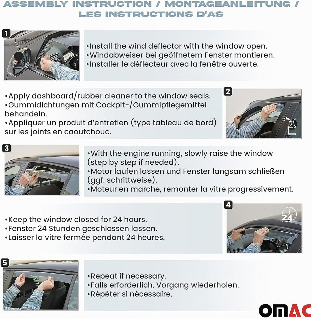 OMAC Windabweiser Regenabweiser Windschutz kompatibel mit Volvo XC60 I 2009-2017 Vorne + Hinten