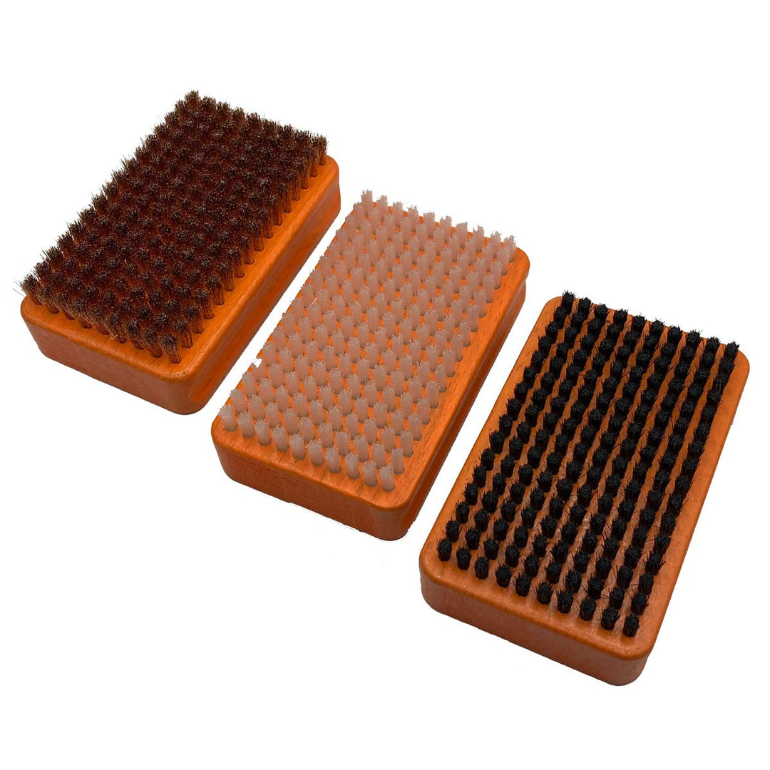 RiSki Skibürsten 3er Set mit Nylonbürste, Rosshaarbürste u. Kupferbürste