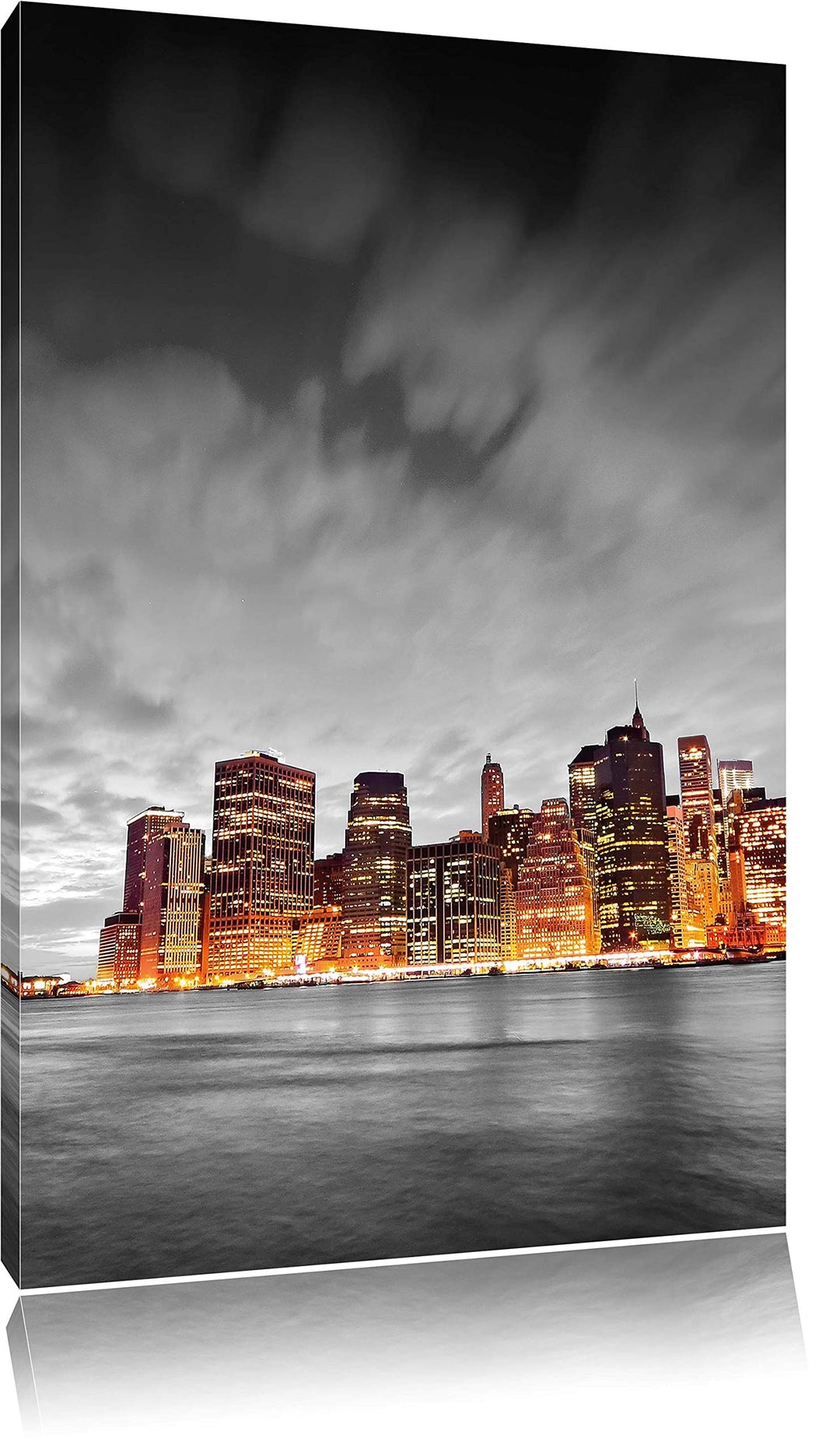 Pixxprint Skyline von New York bei Nacht als Leinwandbild/Grösse: 120x80 cm/Wandbild/Kunstdruck/fert