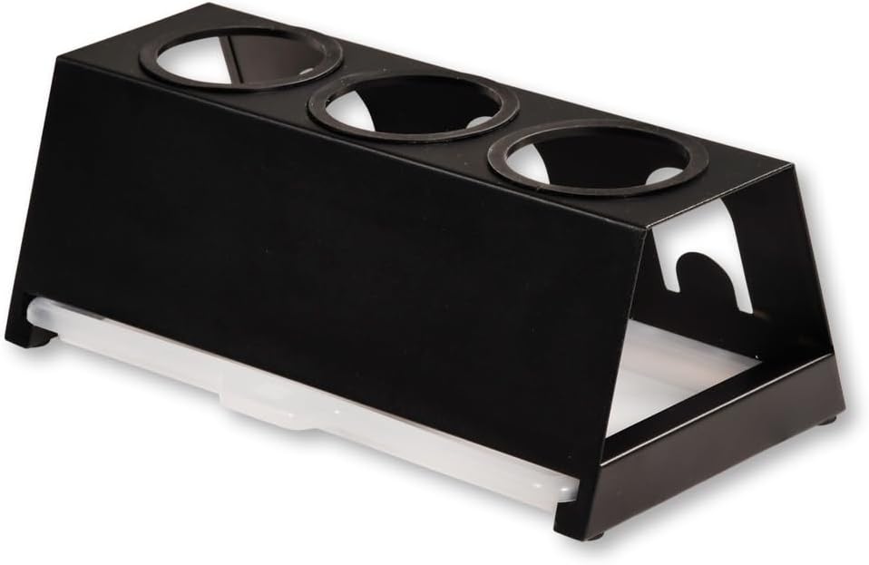 Kesper | Flaschenhalter für 3 Flaschen, Metall schwarz mattiert, mit Abtropfschale, Masse: 32 x 17 x