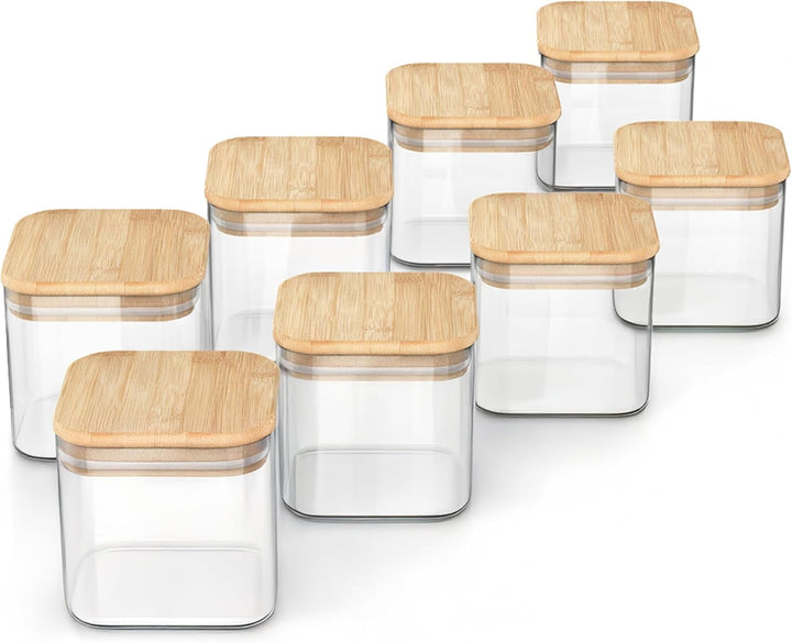 Arendo - Vorratsbehälter 800ml mit Deckel - 8er Set - Behälter aus Glas – hitzebeständig – Vorratsdo