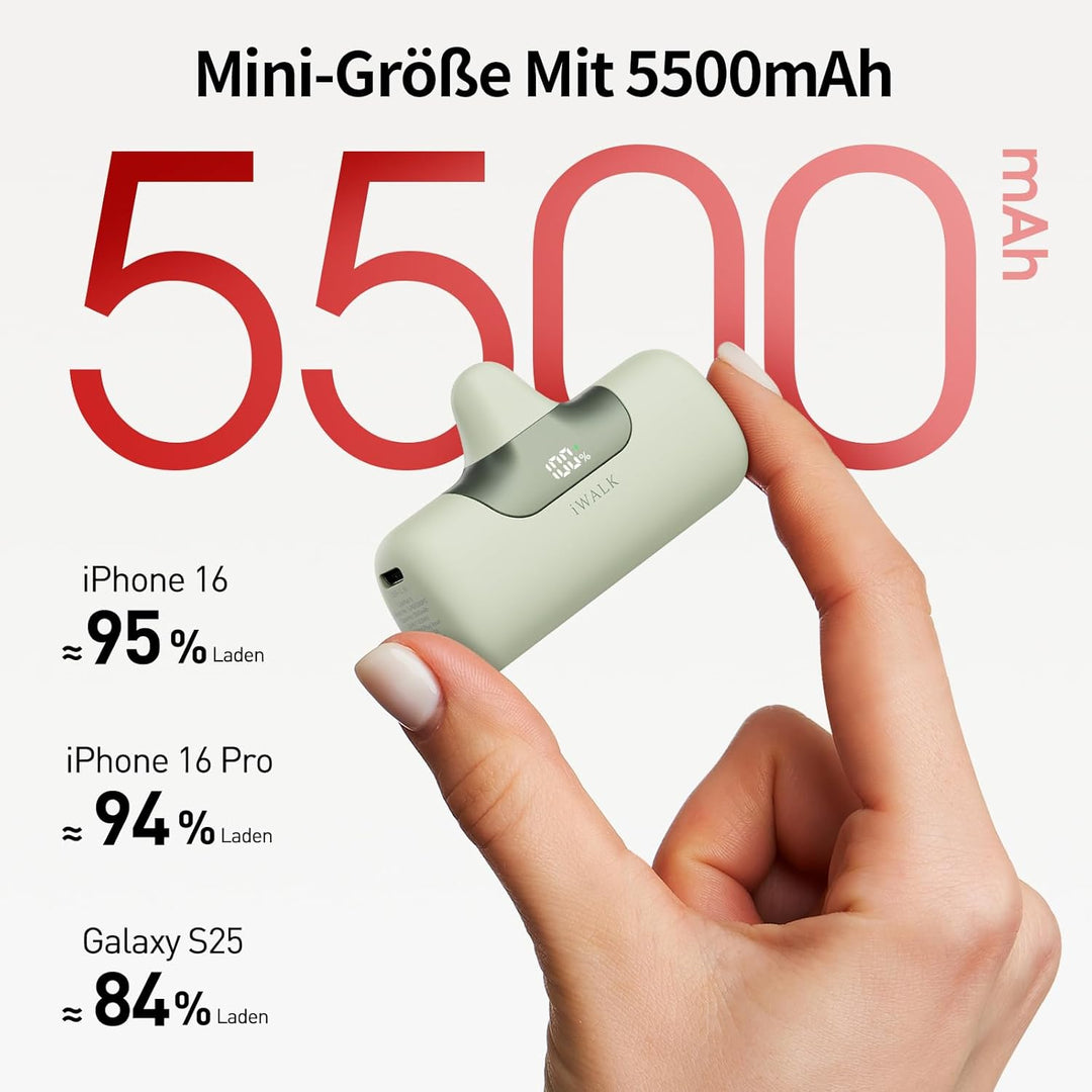 iWALK Powerbank 5500mAh Mini USB C Power Bank 22.5W Fast Charging Powerbank Klein Leicht Kompakte Ex