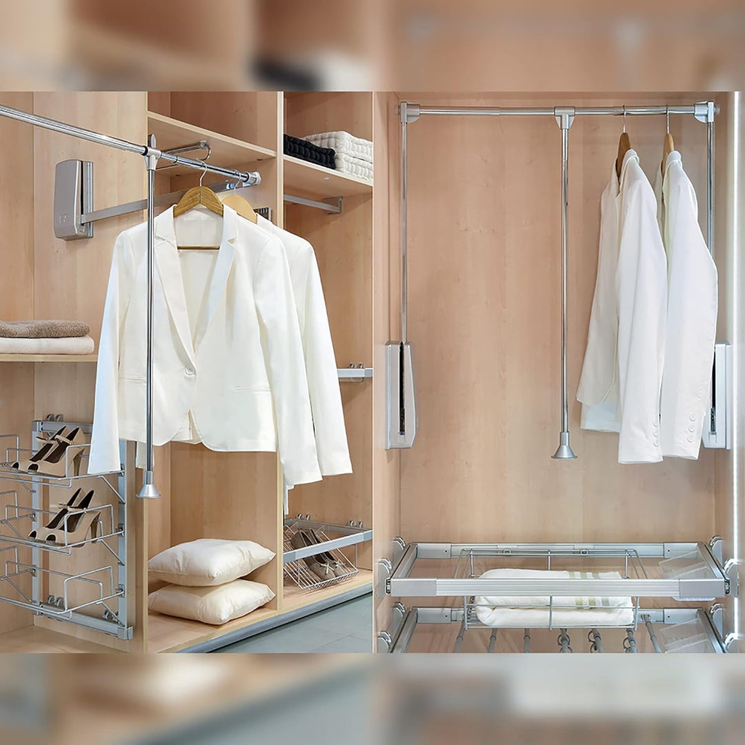 Emuca - Kleiderlift für Schrank, Ausziehbarer Kleiderlift 830-1150mm Breite, Schrankinnenseiten Mont