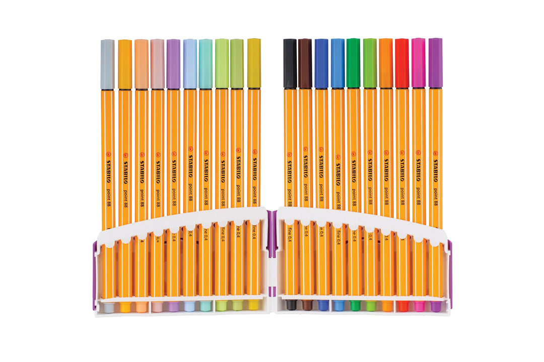 Fineliner - STABILO point 88 ColorParade - 20er Pack - mit 20 verschiedenen Farben 20er Tischset in