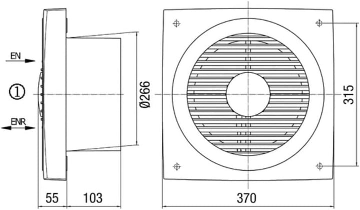 Maico Wandeinbau Ventilator 230 V, 32 W, 900 cbm/h ENR25, 1894167