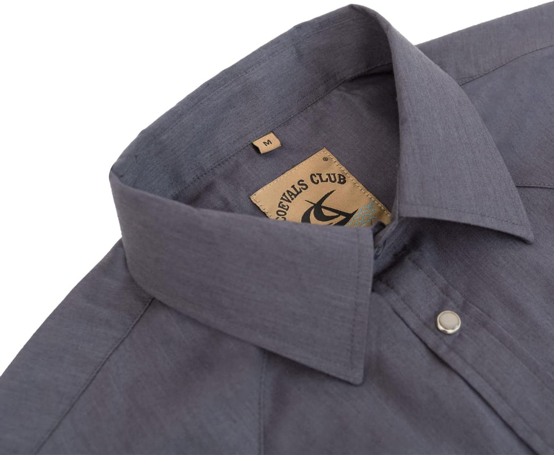 Coevals Club Herren Lässige Druckknöpfen Unifarben Kariertes Anzug Regular Fit Kurzarm Bügelleichtes