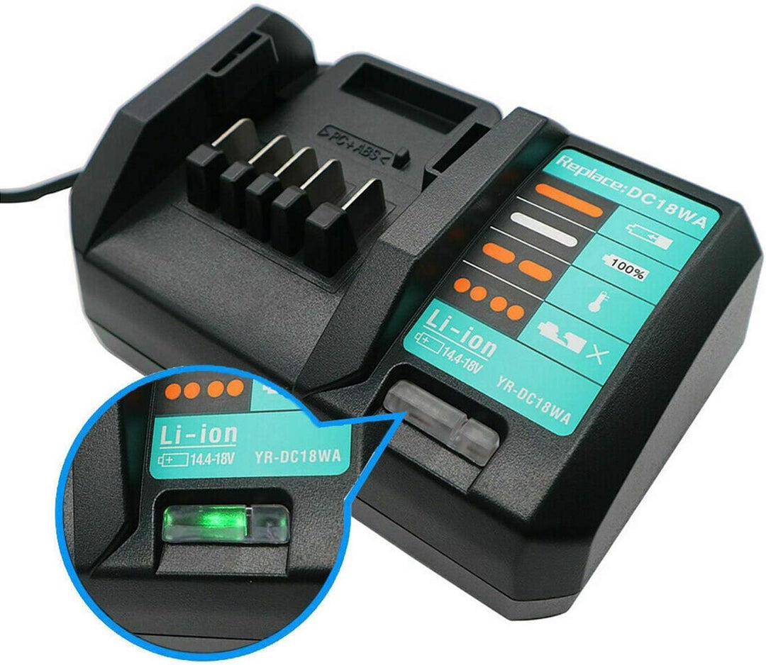 Aelcouth®Kompatibel Für Makita DC18WA Ladegerät 14,4V-18V G-Series Elektrowerkzeug 100V-240V 2.0A fü