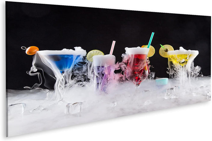 islandburner Bild auf Leinwand Cocktail Mit Eisdampf Auf Bar Bilder Wandbilder Poster 120L x 40B cm,