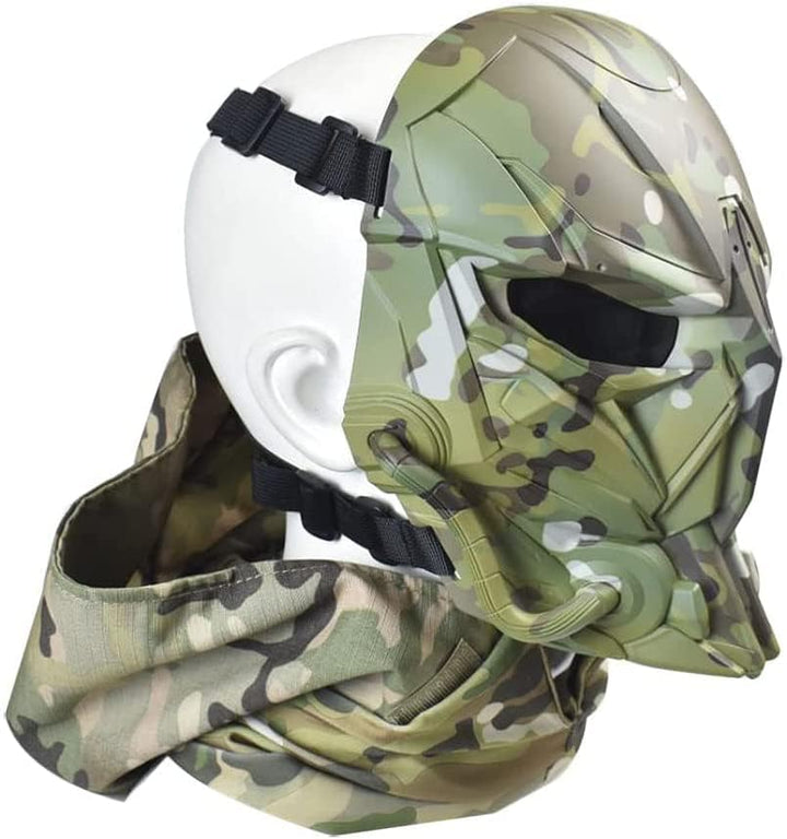 Für Outdoor-Sport, CS Cosplay, verstellbar, Vollgesichtsschutz, Airsoft-Schädelmaske mit Brille, Stu