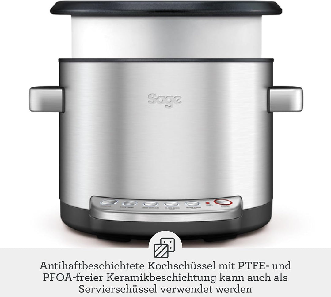 Sage - The Risotto Plus - Multikocher mit Rührfunktion für Risotto - 3,7 L Reiskocher, Dampfgarer, S