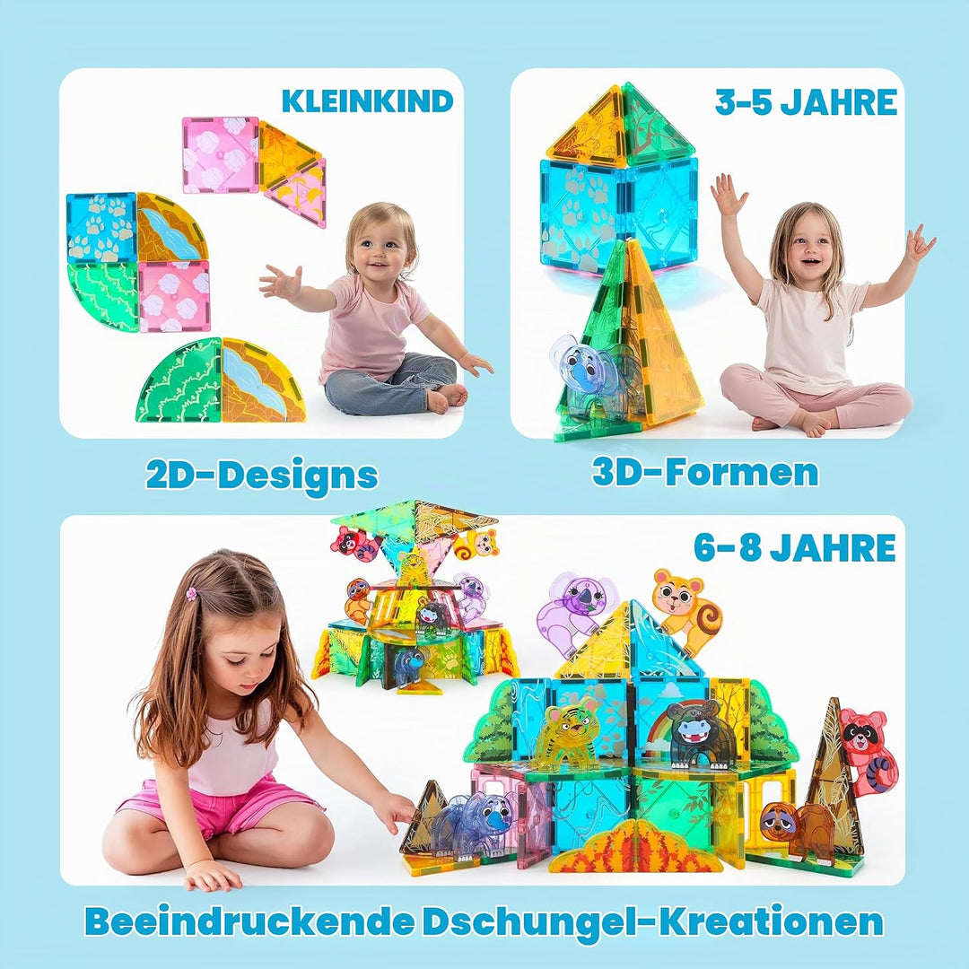 SYNCFUN Magnetische Bausteine,50 Teile Tieren Magnetische Blöcke Bauspielzeug,STEM Magnet Spielzeug